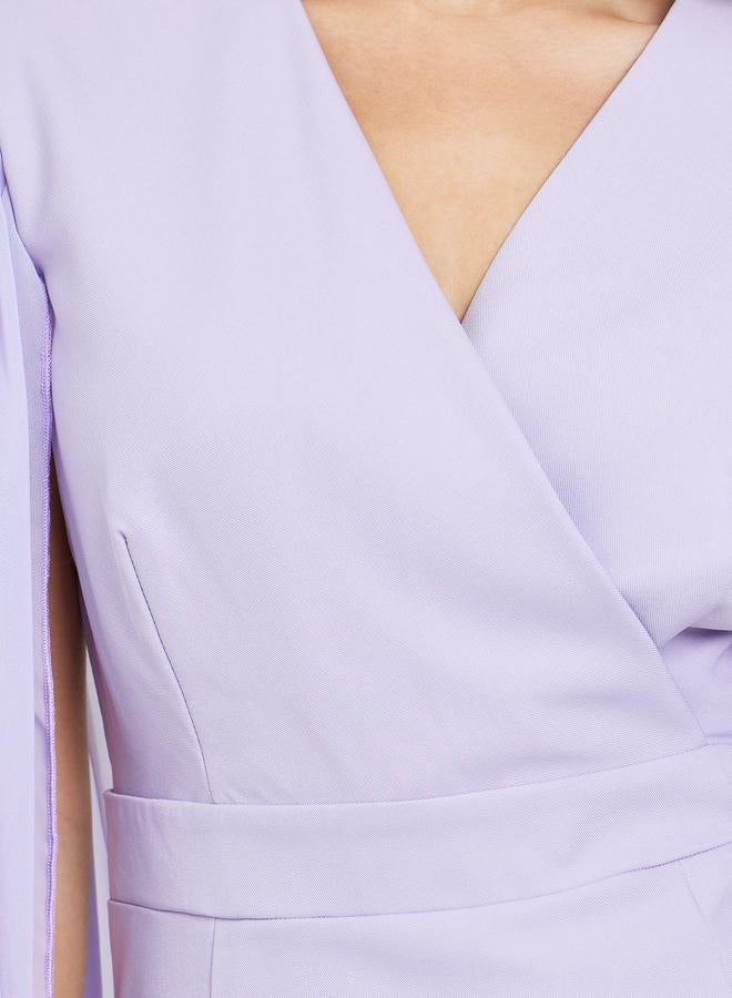 Styli Women Lilac Cape Sleeve Sheath Midi Dress - Image 3